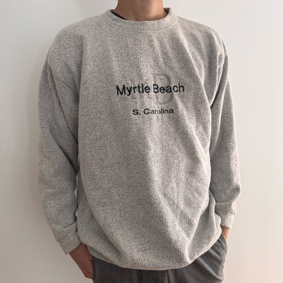 VINTAGE  EXIST SPORTS LINE WHITE & GREY MYRTLE BEACH SWEATER - XL - Picture 10 of 13